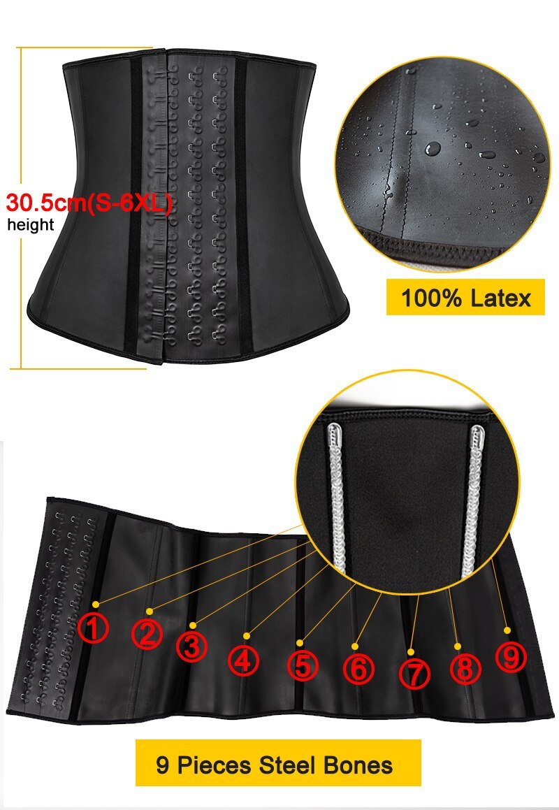 Women Body Shaper 100% Latex Waist Trainer